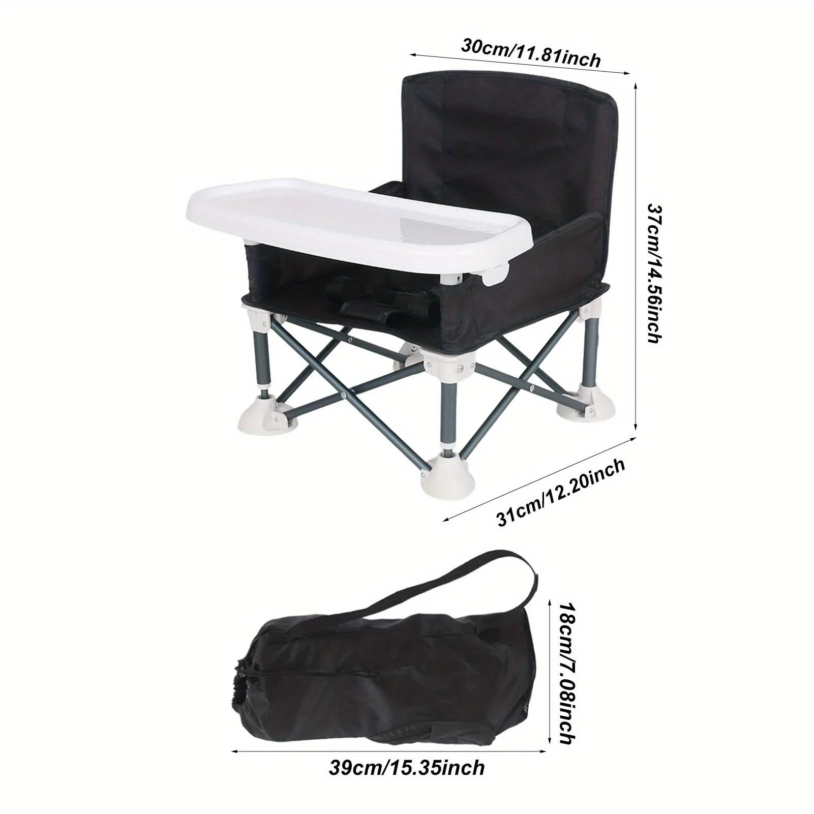1set Folding Chair Portable Feeding Chair With Removable Tray 4 Oversized Feet For Going Out Picnic Travel