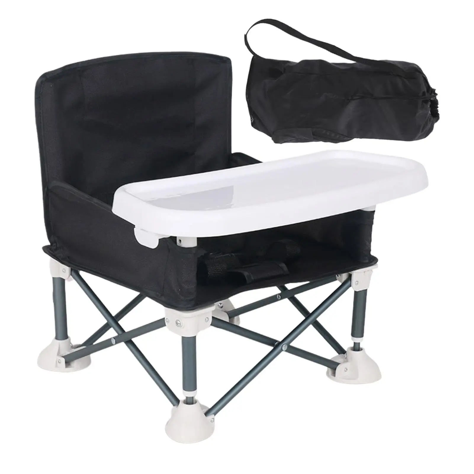 1set Folding Chair Portable Feeding Chair With Removable Tray 4 Oversized Feet For Going Out Picnic Travel