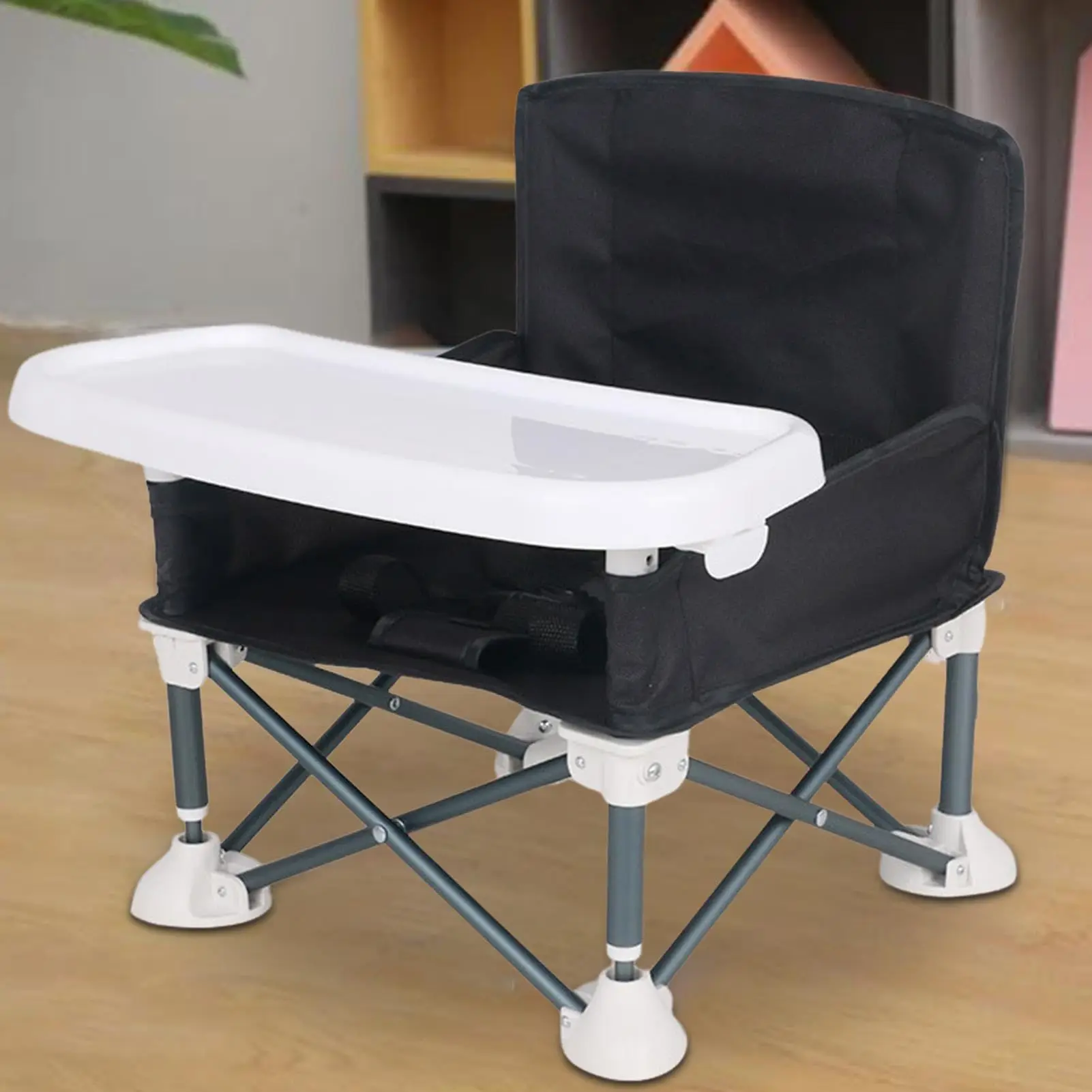 1set Folding Chair Portable Feeding Chair With Removable Tray 4 Oversized Feet For Going Out Picnic Travel