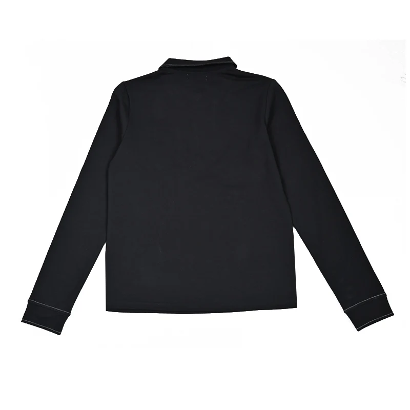 Youth Set Navy and Black Sweatshirt and Maxi Skirt Suit Long Sleeve Contrast Stitches and Zipper French Terry Fabric for Spring