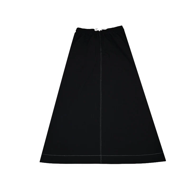 Youth Set Navy and Black Sweatshirt and Maxi Skirt Suit Long Sleeve Contrast Stitches and Zipper French Terry Fabric for Spring