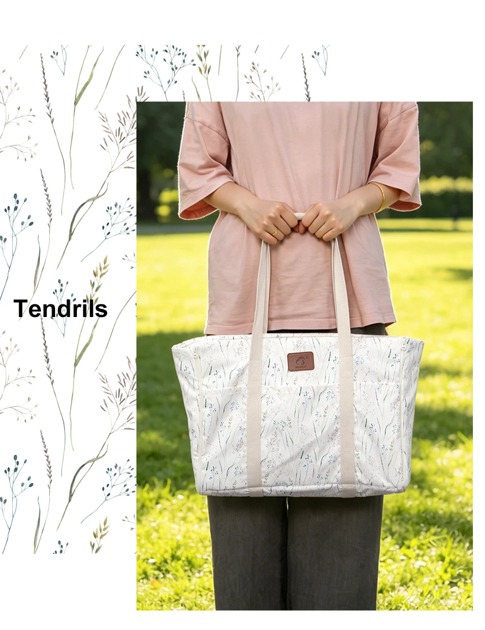 Wet/Dry Storage Tote Bag Mommy Bag Convert Diaper Changing Mat Included 2Pcs Removable Diaper Mats And 1Pc Shoulder Belt
