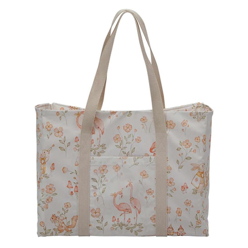 Wet/Dry Storage Tote Bag Mommy Bag Convert Diaper Changing Mat Included 2Pcs Removable Diaper Mats And 1Pc Shoulder Belt