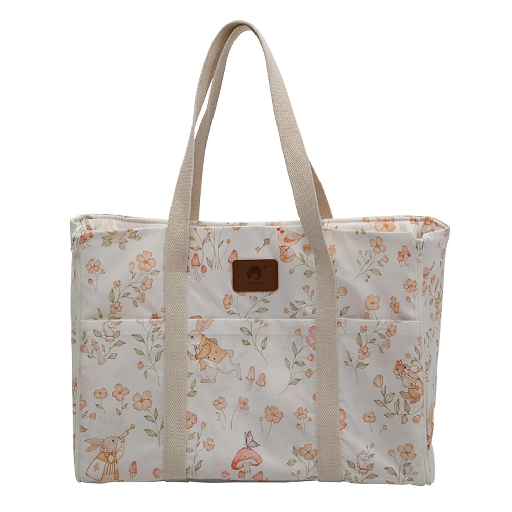 Wet/Dry Storage Tote Bag Mommy Bag Convert Diaper Changing Mat Included 2Pcs Removable Diaper Mats And 1Pc Shoulder Belt