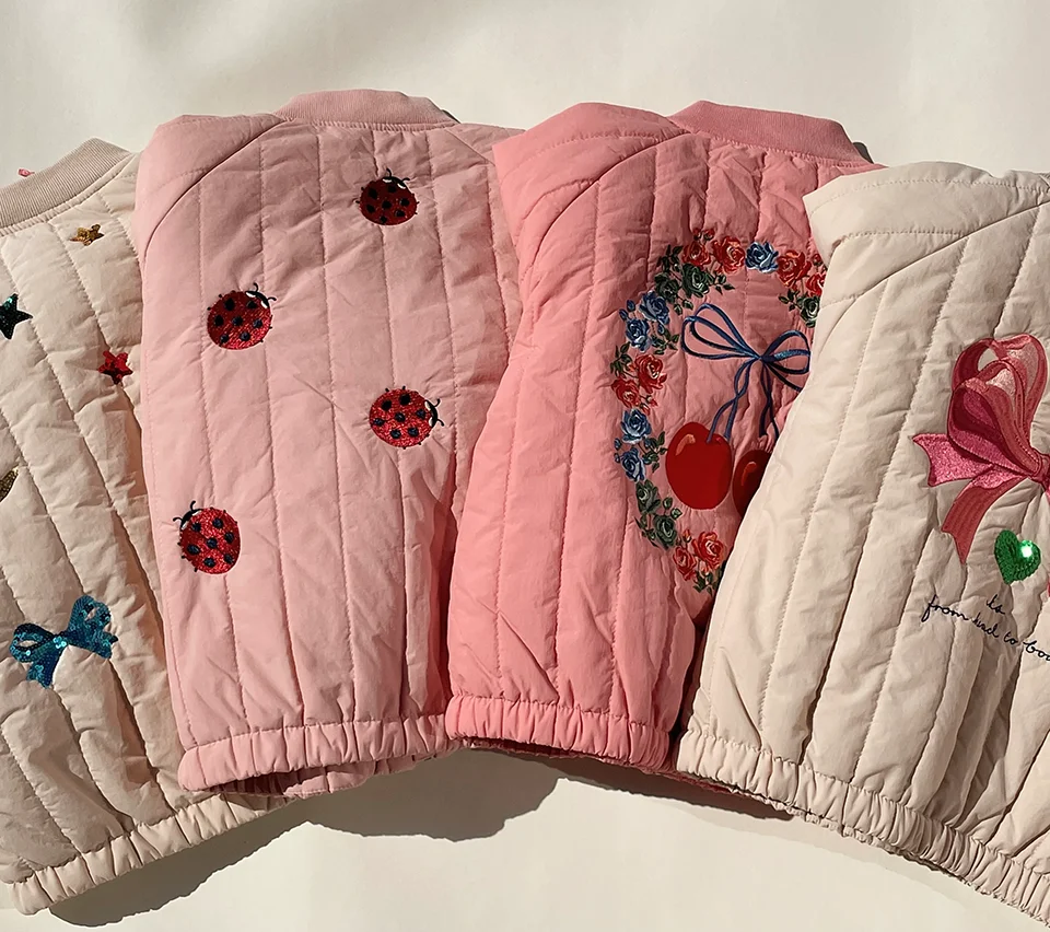 2026 KS Autumn Girls Cartoon Jacket Winter Boys Lambswool Coats Children Cotton Embroidery Coat Kids Fleece Outwear Clothes