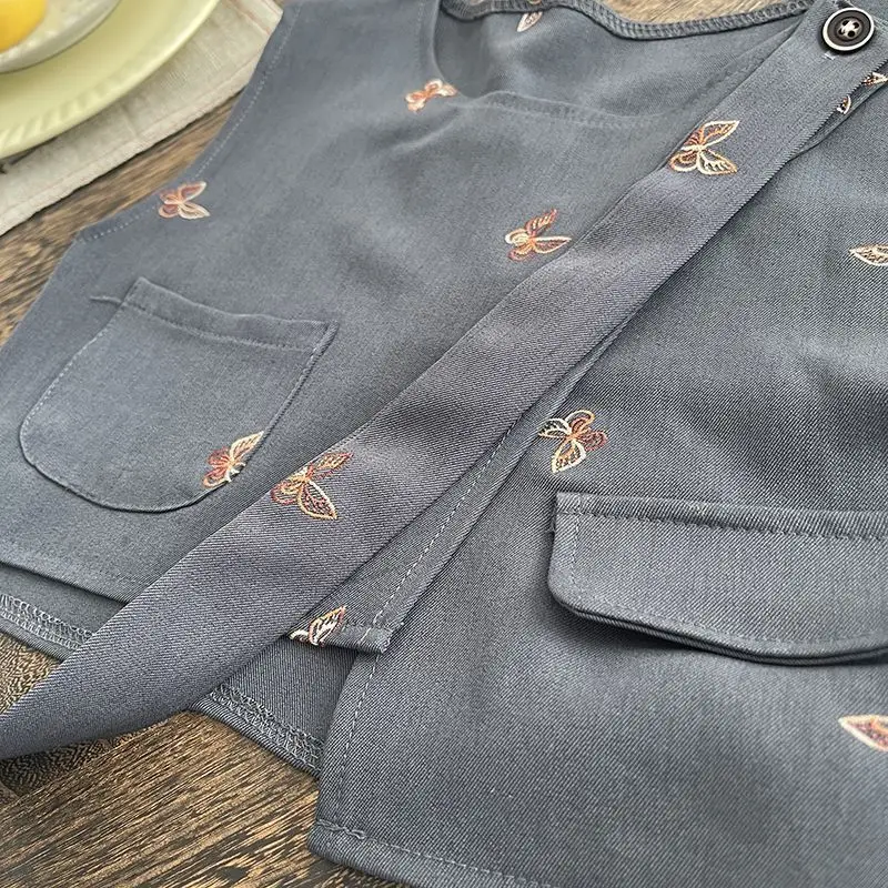 2026 Spring And Autumn New Baby Boy's Clothing Set Korean Edition Handsome Children's Suit Bow Vest Shirt Pants 3PCS 1-5Years