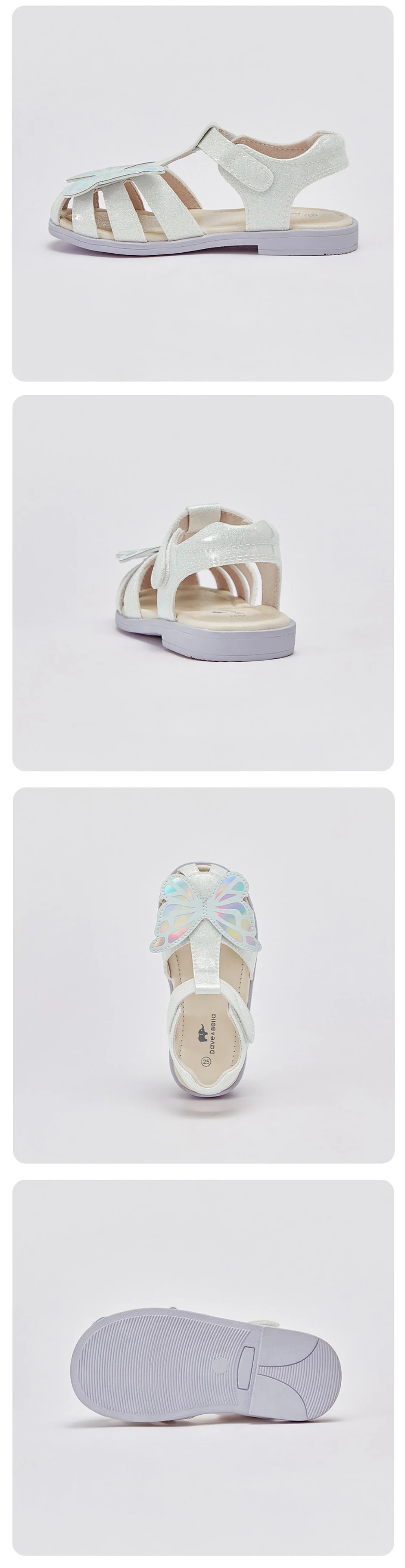 Dave Bella Girls Sandals Cool Anti-slip Children Summer Shoes Beach Protect Toes Soft Casual Sandal Butterfly Outdoors DB2262315
