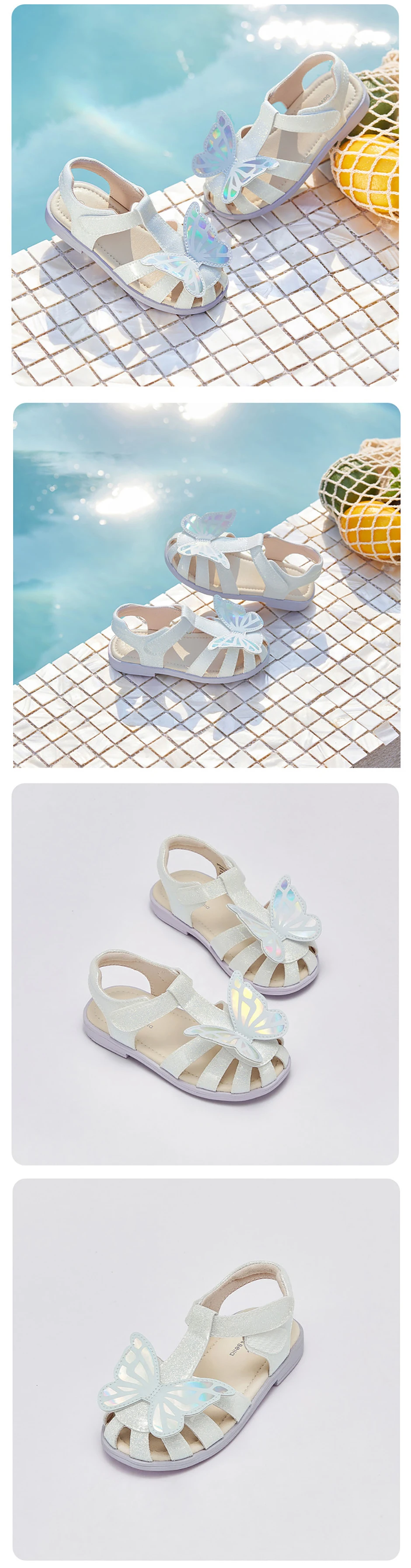 Dave Bella Girls Sandals Cool Anti-slip Children Summer Shoes Beach Protect Toes Soft Casual Sandal Butterfly Outdoors DB2262315