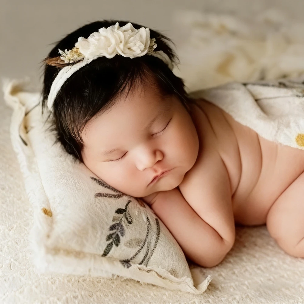 Newborn Photography Props Daisy Floral Muslin Swaddle Blanket Baby Photo Shoot Wrap Infant Studio Prop