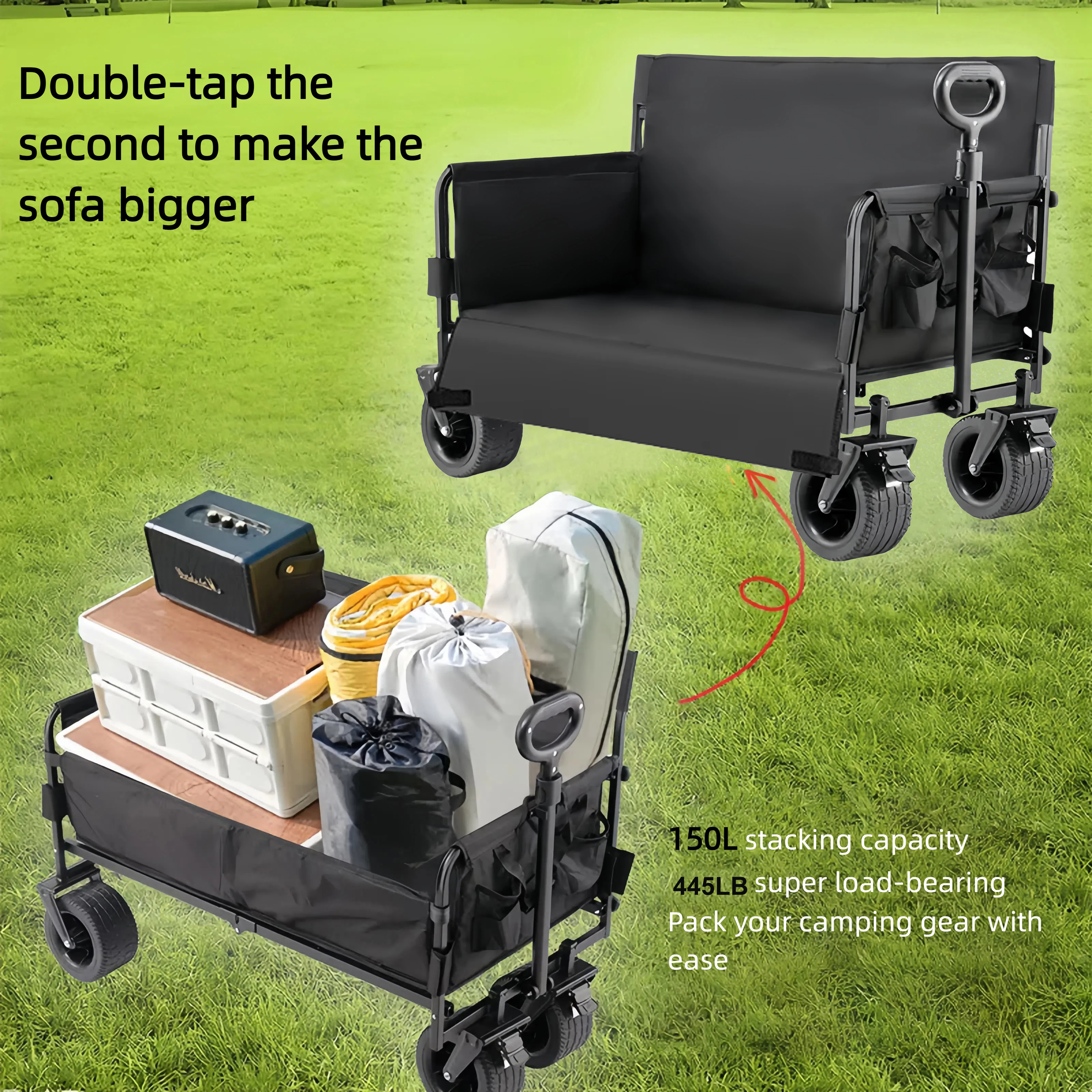 Lightweight and Portable Camping Sofa, Foldable Car Travel Seat, Adjustable with Double-Touch to Expand Sofa