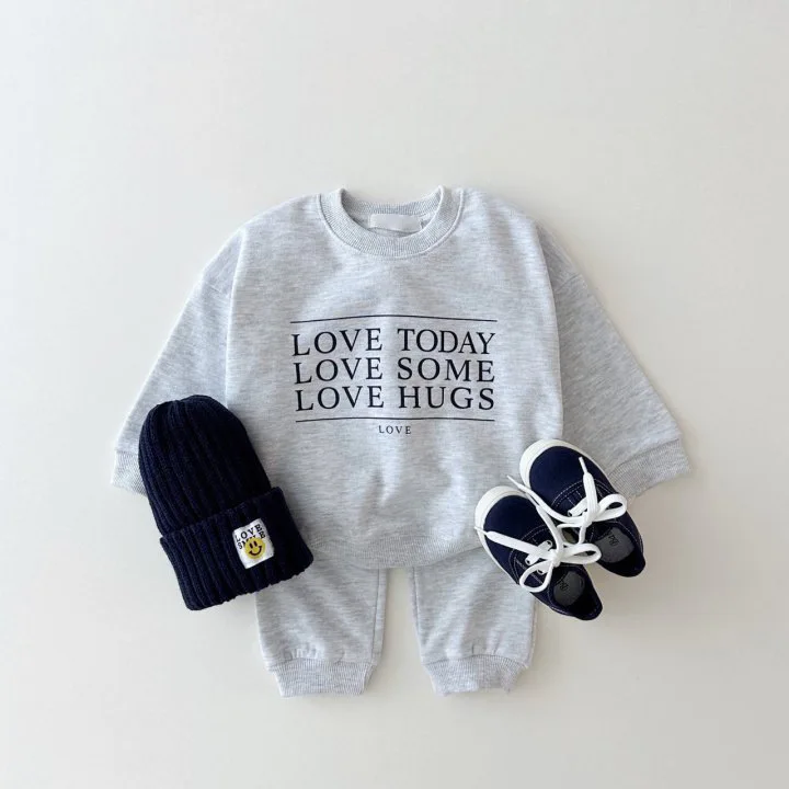 2026 Autumn New Baby Long Sleeve Clothes Set Kids Sports Clothing Suit Winter Warm Children Letter Print Sweatshirt Outfits