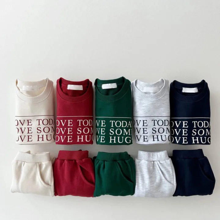 2026 Autumn New Baby Long Sleeve Clothes Set Kids Sports Clothing Suit Winter Warm Children Letter Print Sweatshirt Outfits