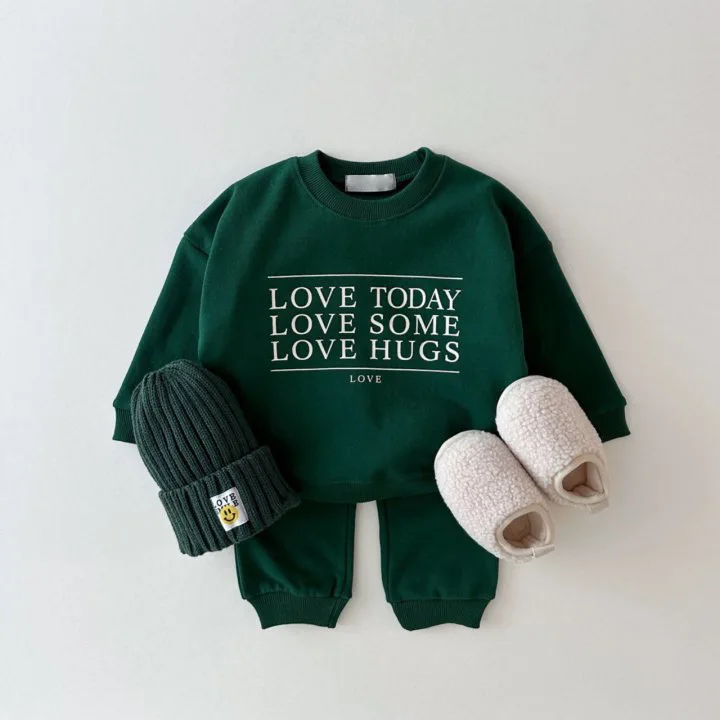 2026 Autumn New Baby Long Sleeve Clothes Set Kids Sports Clothing Suit Winter Warm Children Letter Print Sweatshirt Outfits