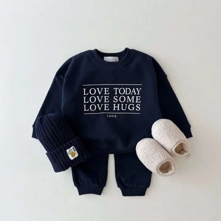 2026 Autumn New Baby Long Sleeve Clothes Set Kids Sports Clothing Suit Winter Warm Children Letter Print Sweatshirt Outfits