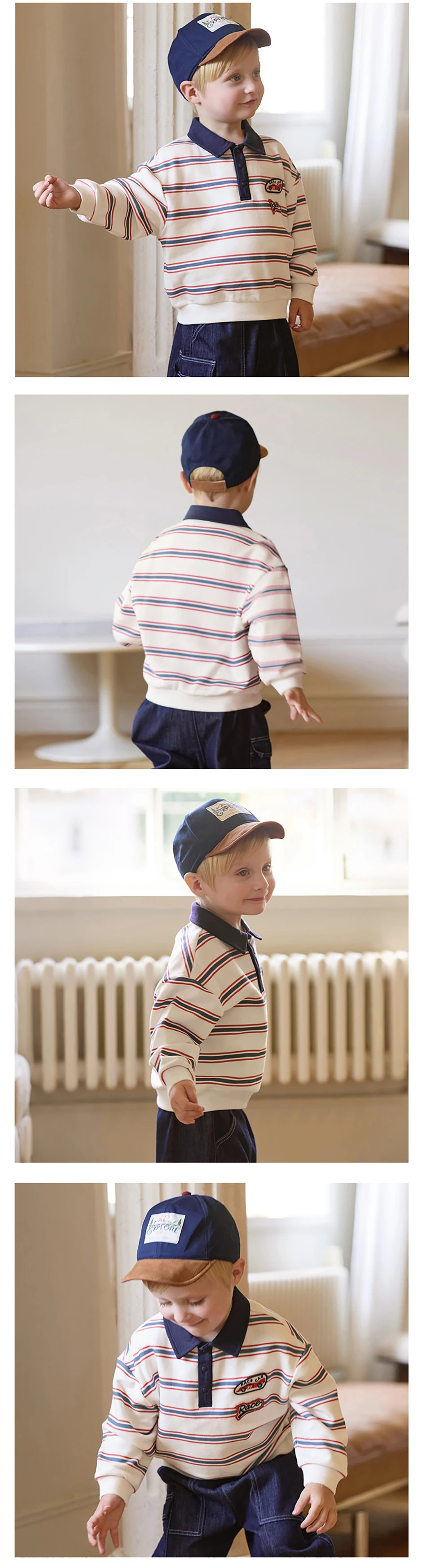 Dave Bella Boys Striped Sweatshirt Pullover Gentle Autumn Spring Long Sleeves Children Sportswear Tops Fashion Casual DB3263088