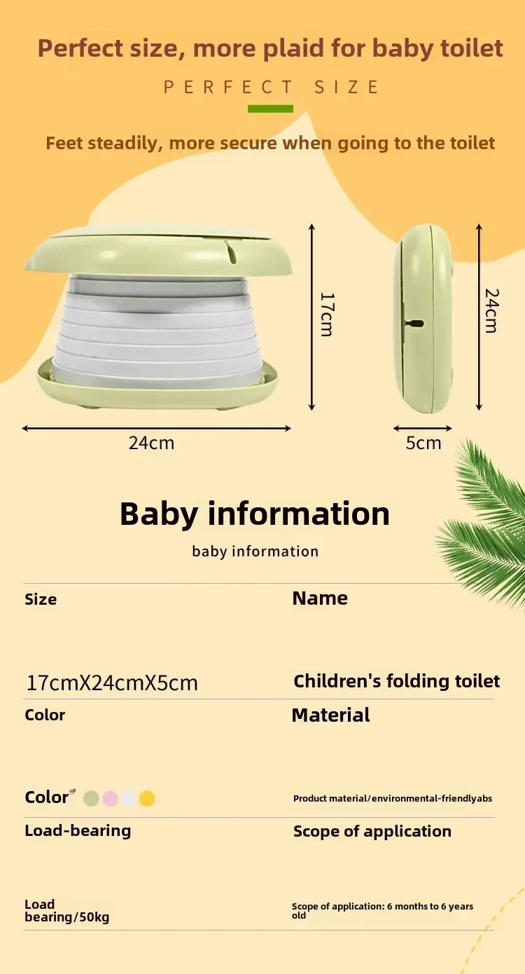 Kids Foldable Training Potty Portable Sealed Anti Odor Travel Toilet For Baby Car Outdoor Anti Leak Urinal Commode