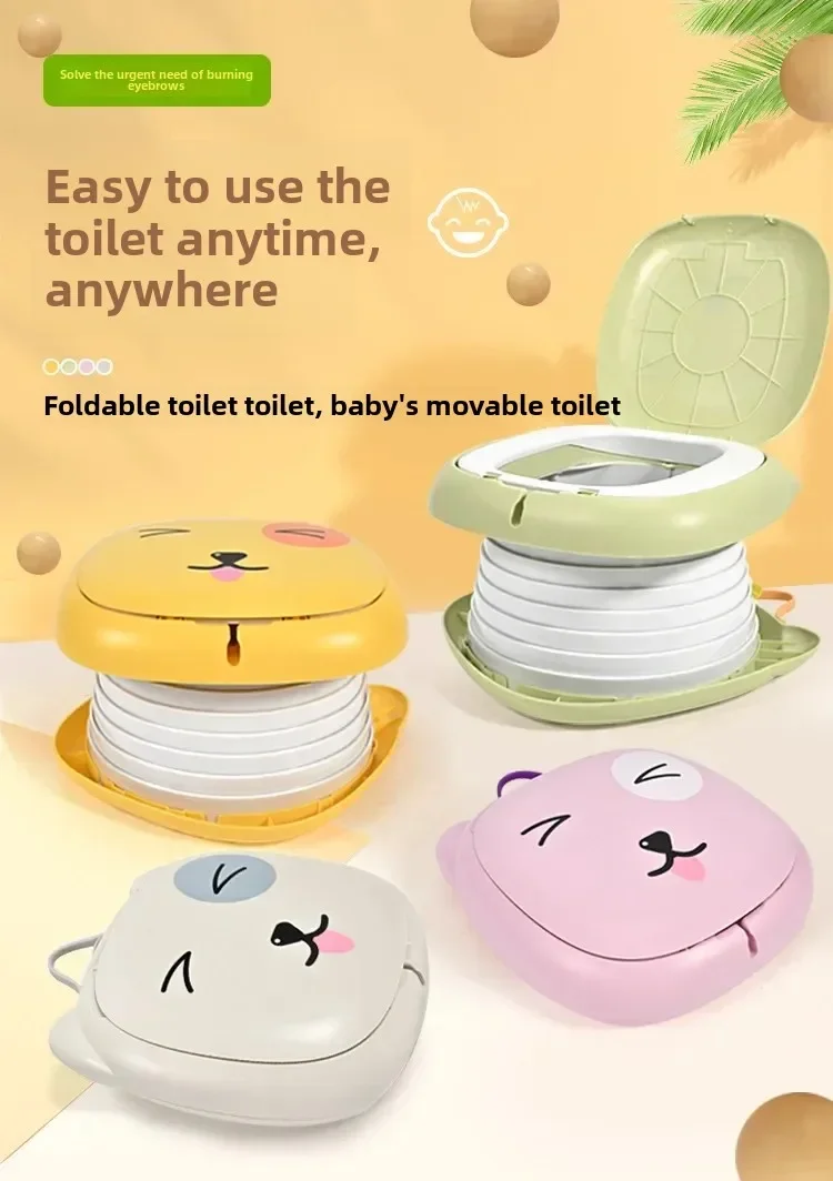 Kids Foldable Training Potty Portable Sealed Anti Odor Travel Toilet For Baby Car Outdoor Anti Leak Urinal Commode
