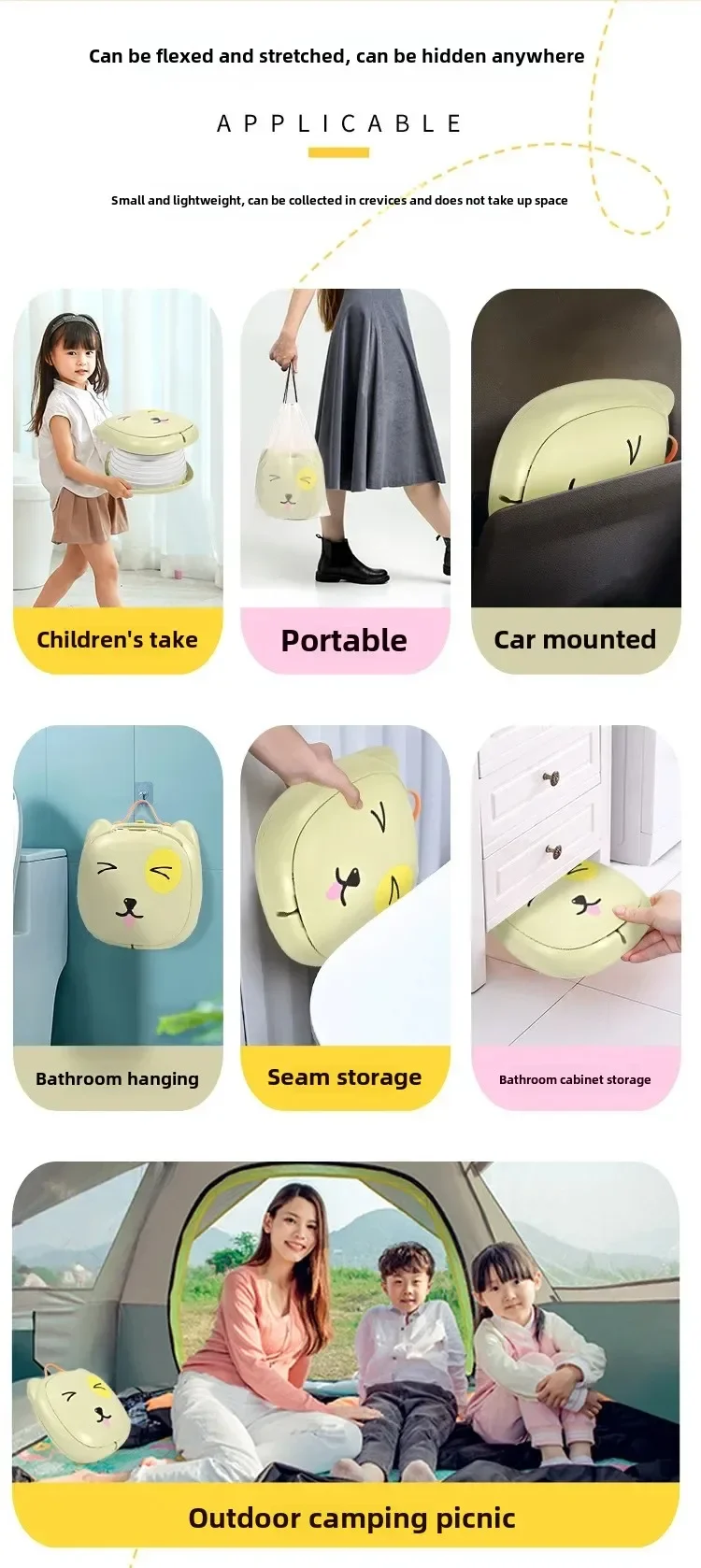 Kids Foldable Training Potty Portable Sealed Anti Odor Travel Toilet For Baby Car Outdoor Anti Leak Urinal Commode
