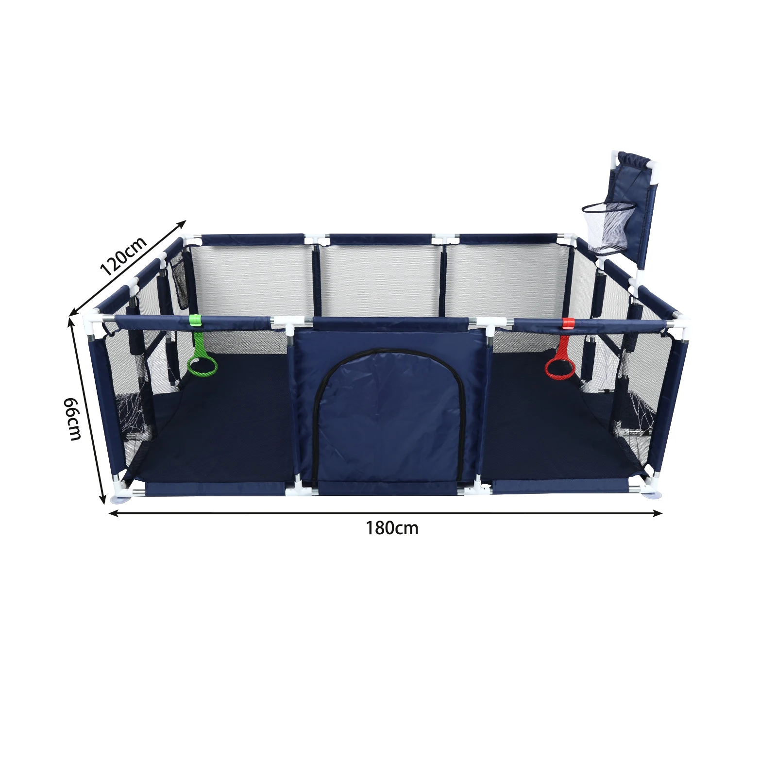 Baby Playpen, Small Playpen with Barriers, Oxford Fabric Baby Playpen, 1 Football, 1 Basketball, 1 Air Pump, 2 Rings, 8 Suction Cups, The Small Playpen for Apartments