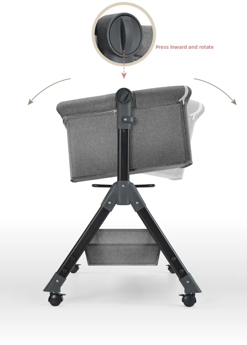 3 Height Adjustable Baby Bassinet Portable Bedside Co Sleeper Mobile Infant Cradle Rocking Bed with 5 Degree Anti Milk Spitting Tilt Lockable Silent Swivel Wheels Bottom Storage Basket Sunshade Mosquito Net Breathable Mesh Cot for Newborns