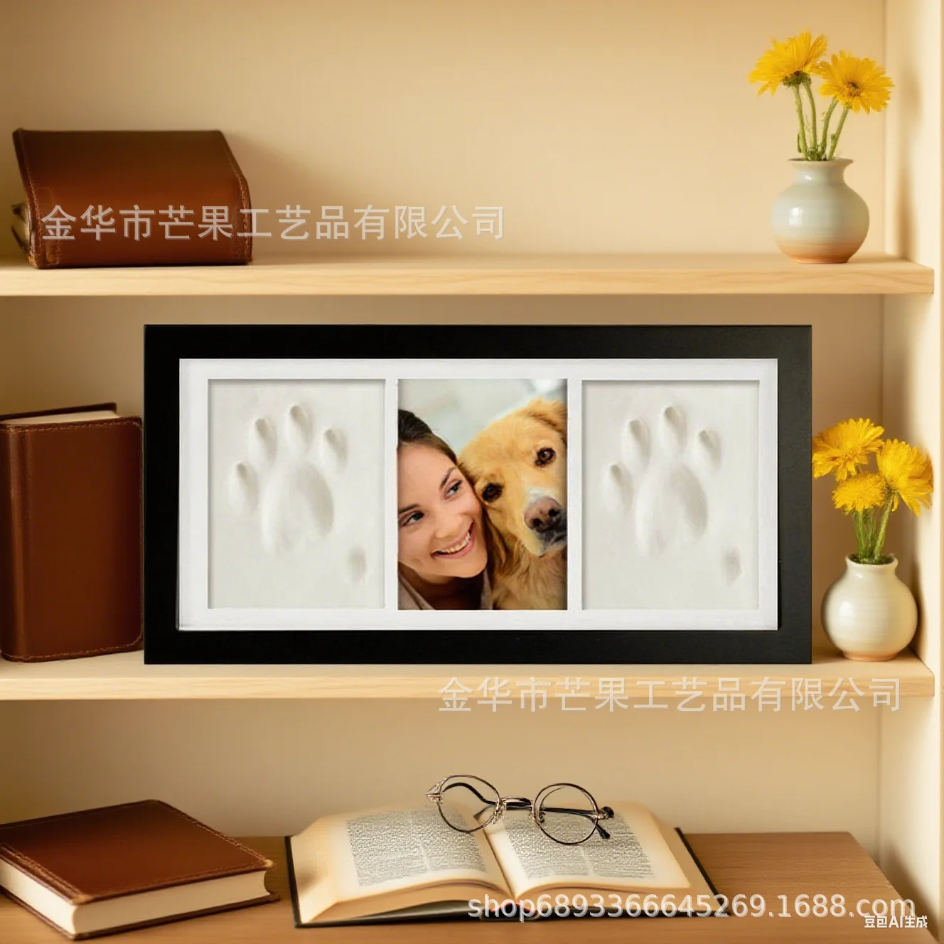 Newborn Hand Footprint Clay Photo Frame Six-Grid Commemorative Frame With Custom ID Tag Baby Memory Keepsake Gift For Infant