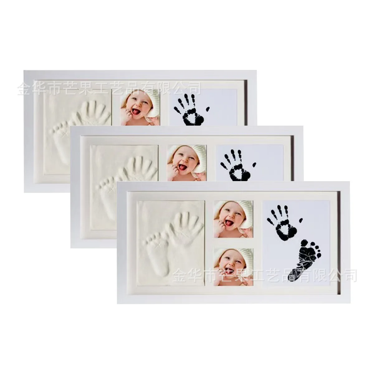 Newborn Hand Footprint Clay Photo Frame Six-Grid Commemorative Frame With Custom ID Tag Baby Memory Keepsake Gift For Infant