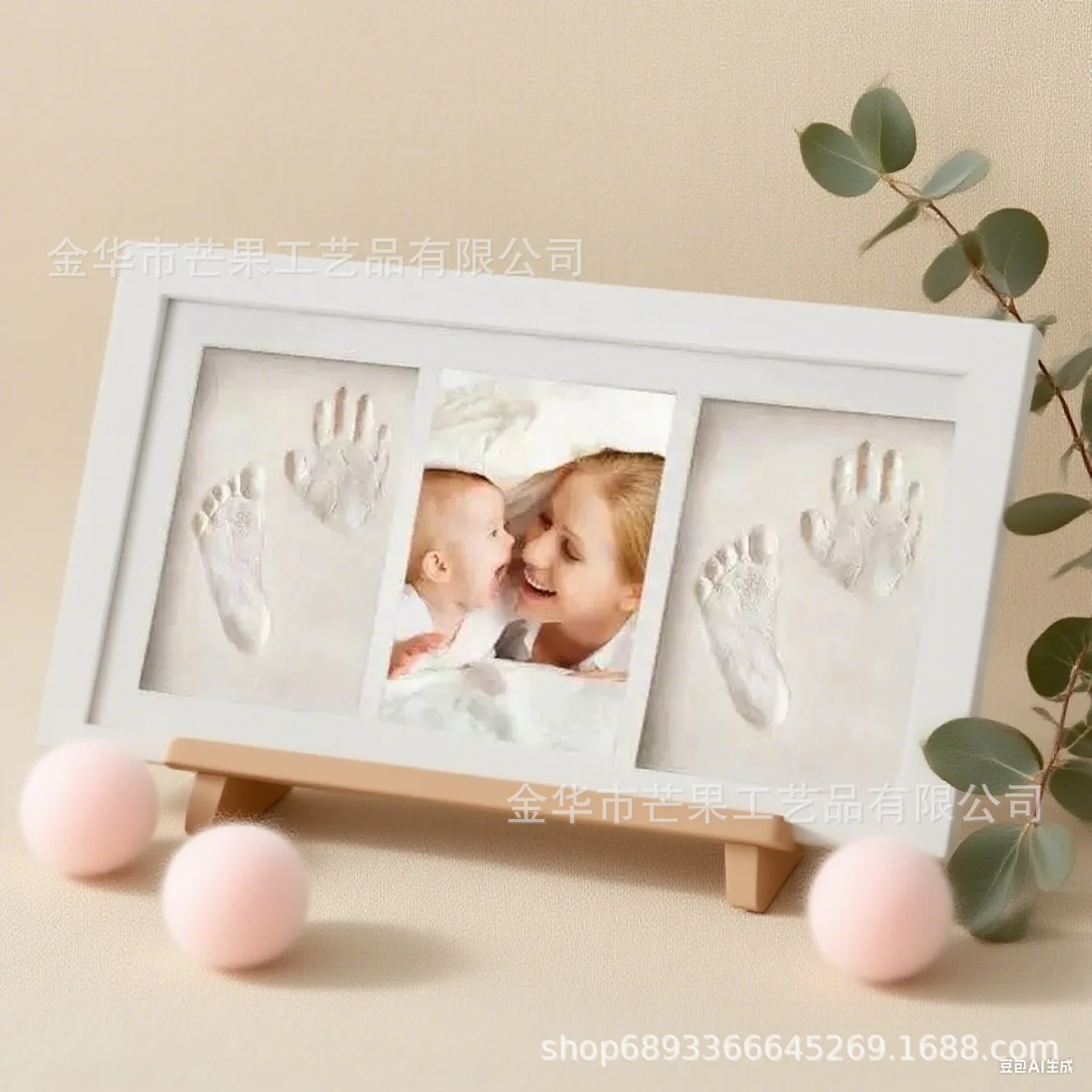 Newborn Hand Footprint Clay Photo Frame Six-Grid Commemorative Frame With Custom ID Tag Baby Memory Keepsake Gift For Infant