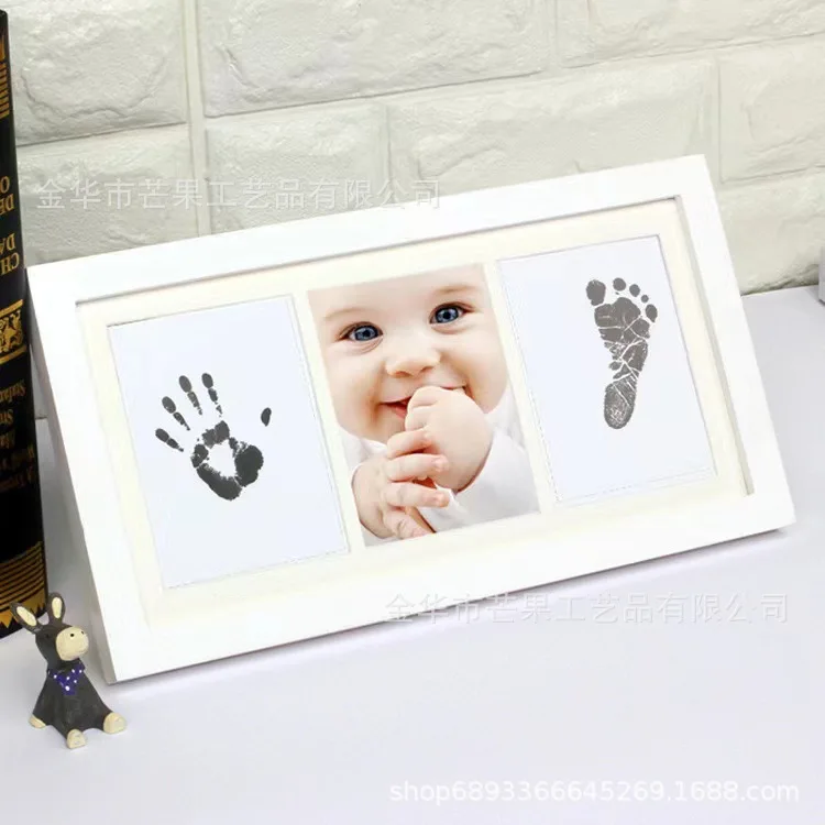 Newborn Hand Footprint Clay Photo Frame Six-Grid Commemorative Frame With Custom ID Tag Baby Memory Keepsake Gift For Infant