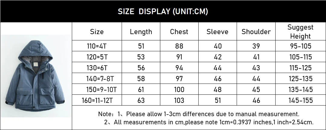 Boys Winter Hooded Cotton Jacket Polar Fleece Thicken Warm Coat 4-12 Years Kids Windproof Rainproof Outdoor Sports Outerwear