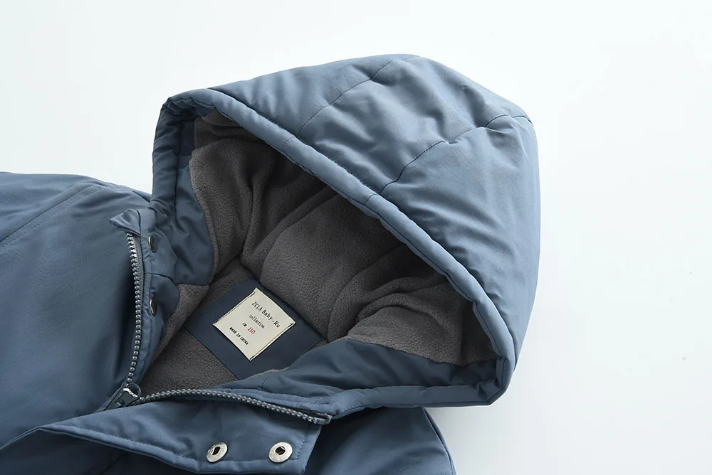 Boys Winter Hooded Cotton Jacket Polar Fleece Thicken Warm Coat 4-12 Years Kids Windproof Rainproof Outdoor Sports Outerwear