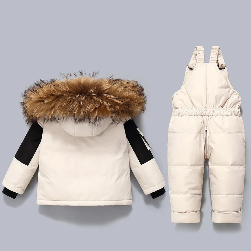 Russia Children Winter Set Warm Boy Ski Suit Thick Baby Girls Snowsuit 2pcs Set Boys Down Coat and Jumpsuit Kids Clothes 1-5 Yrs