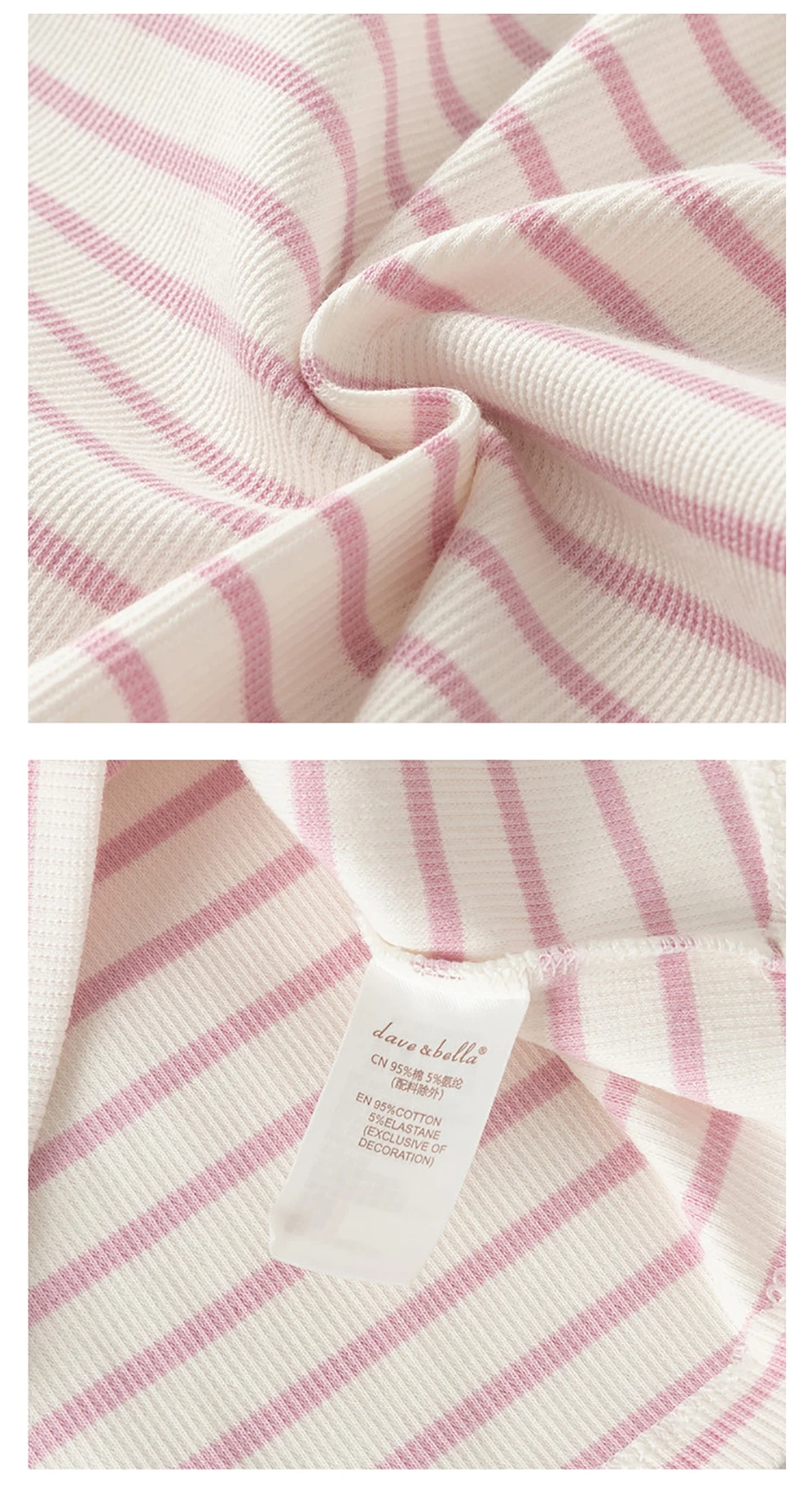 Dave Bella Girls Long Sleeve Polo T-Shirt Kids Autumn Spring Stripe Tops Children Cotton Casual Outdoor Clothes DK3263391