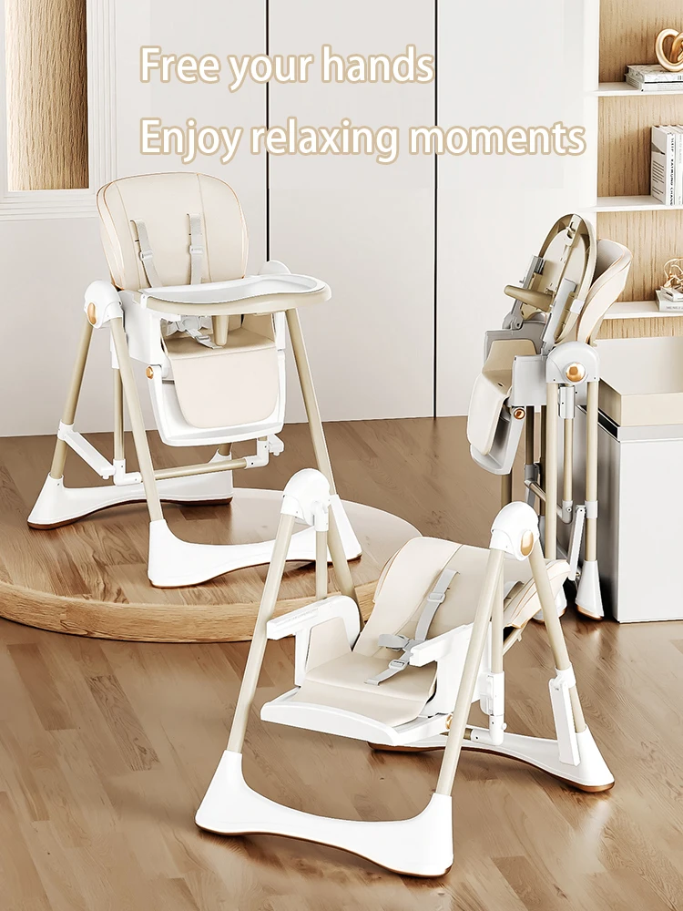 Baby Swing Highchair Convertible Feeding Chair, 2-in-1 Baby Swing and Dining Chair with Adjustable Height Levels, Removable Tray Table, Secure Safety Belt, Comfortable Seat for Toddlers, Multifunctional Baby Furniture for Mealtime
