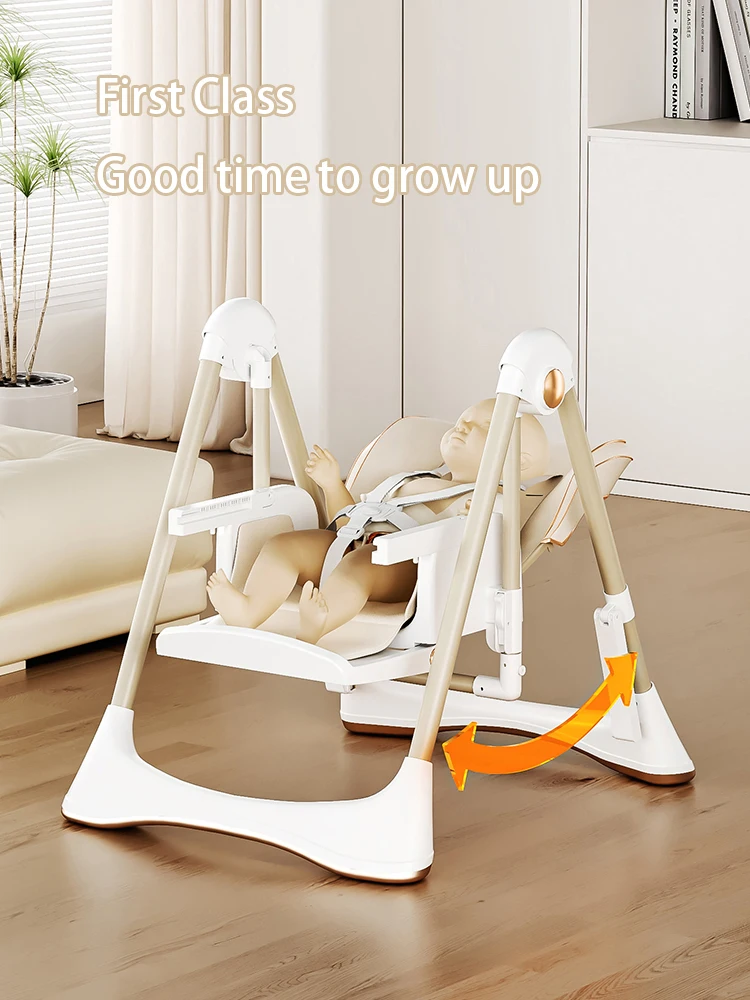 Baby Swing Highchair Convertible Feeding Chair, 2-in-1 Baby Swing and Dining Chair with Adjustable Height Levels, Removable Tray Table, Secure Safety Belt, Comfortable Seat for Toddlers, Multifunctional Baby Furniture for Mealtime