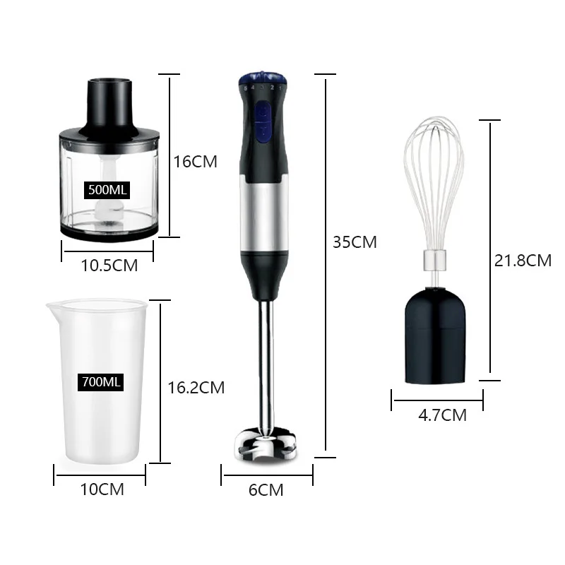 GECOFEER 700W 4in1 Electric Hand Blender,stainless steel blade hand blender, meat and vegetable,egg juicer set Baby Food Processor