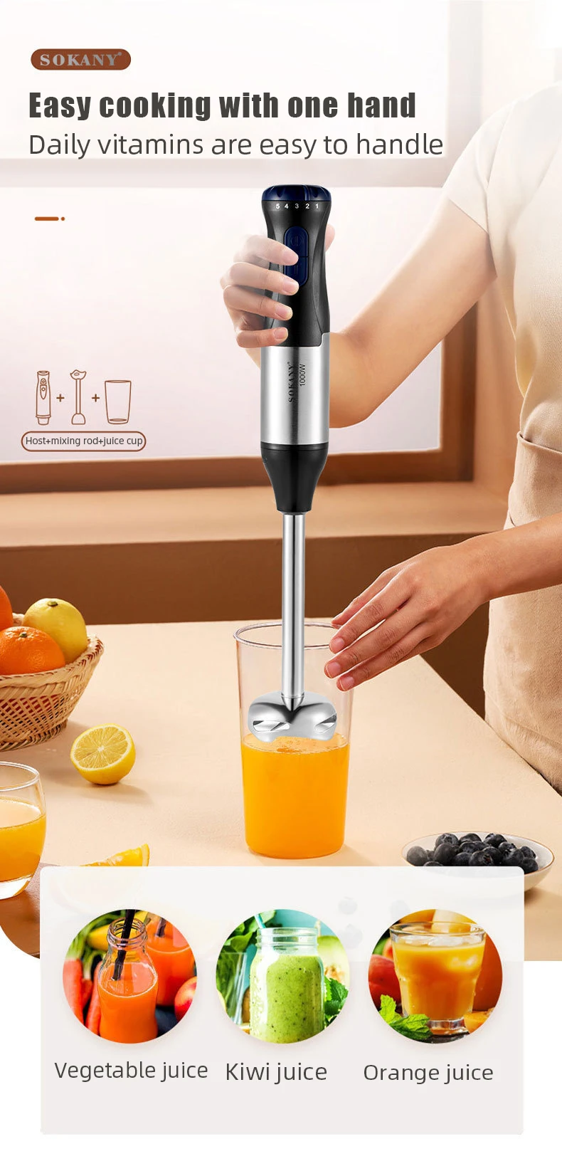 GECOFEER 700W 4in1 Electric Hand Blender,stainless steel blade hand blender, meat and vegetable,egg juicer set Baby Food Processor