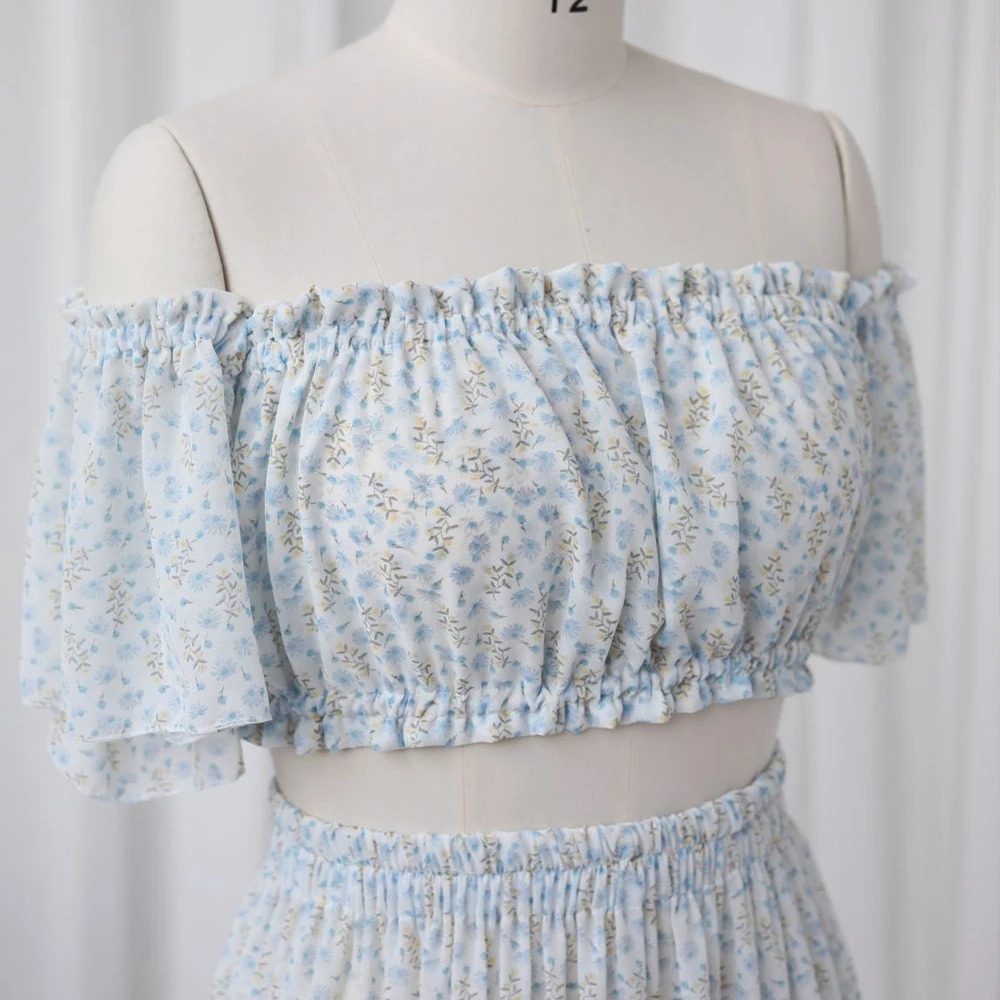 Photoshoot Dress For Women Floral chiffon Two-Piece Long Sleeved&Short Sleeved Short Top Maternity Dresses For Baby Showers