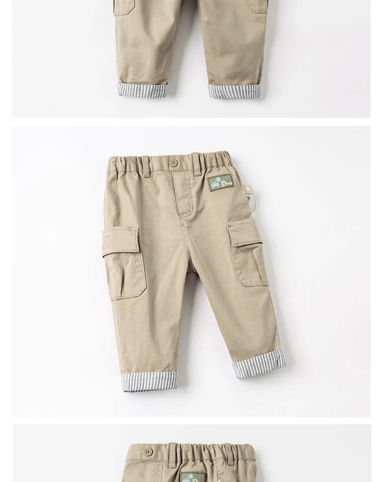 DBS16289 dave bella spring baby boys fashion cartoon pockets pants children full length kids pants infant toddler trousers