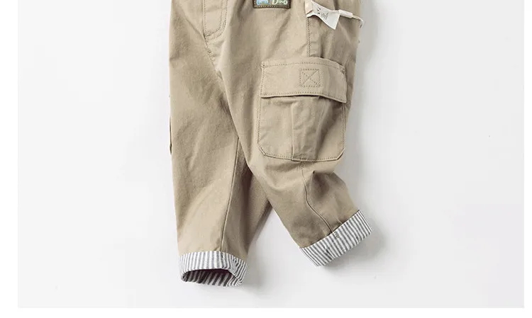 DBS16289 dave bella spring baby boys fashion cartoon pockets pants children full length kids pants infant toddler trousers