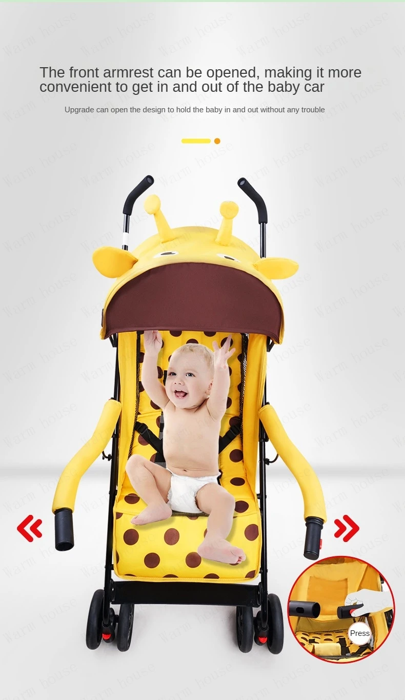 portable baby stroller Simple folding children's shock absorber car Refreshing and breathable baby carriage Can sit or lie down