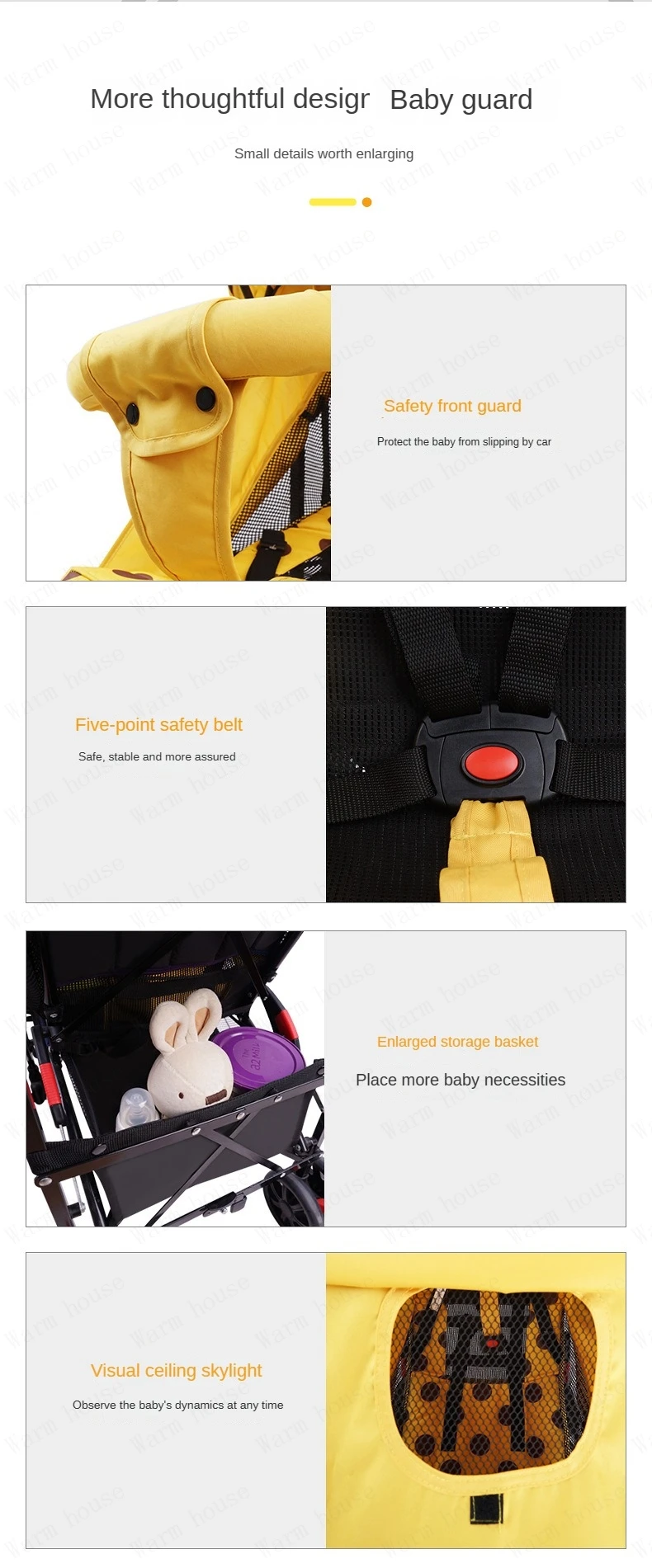 portable baby stroller Simple folding children's shock absorber car Refreshing and breathable baby carriage Can sit or lie down