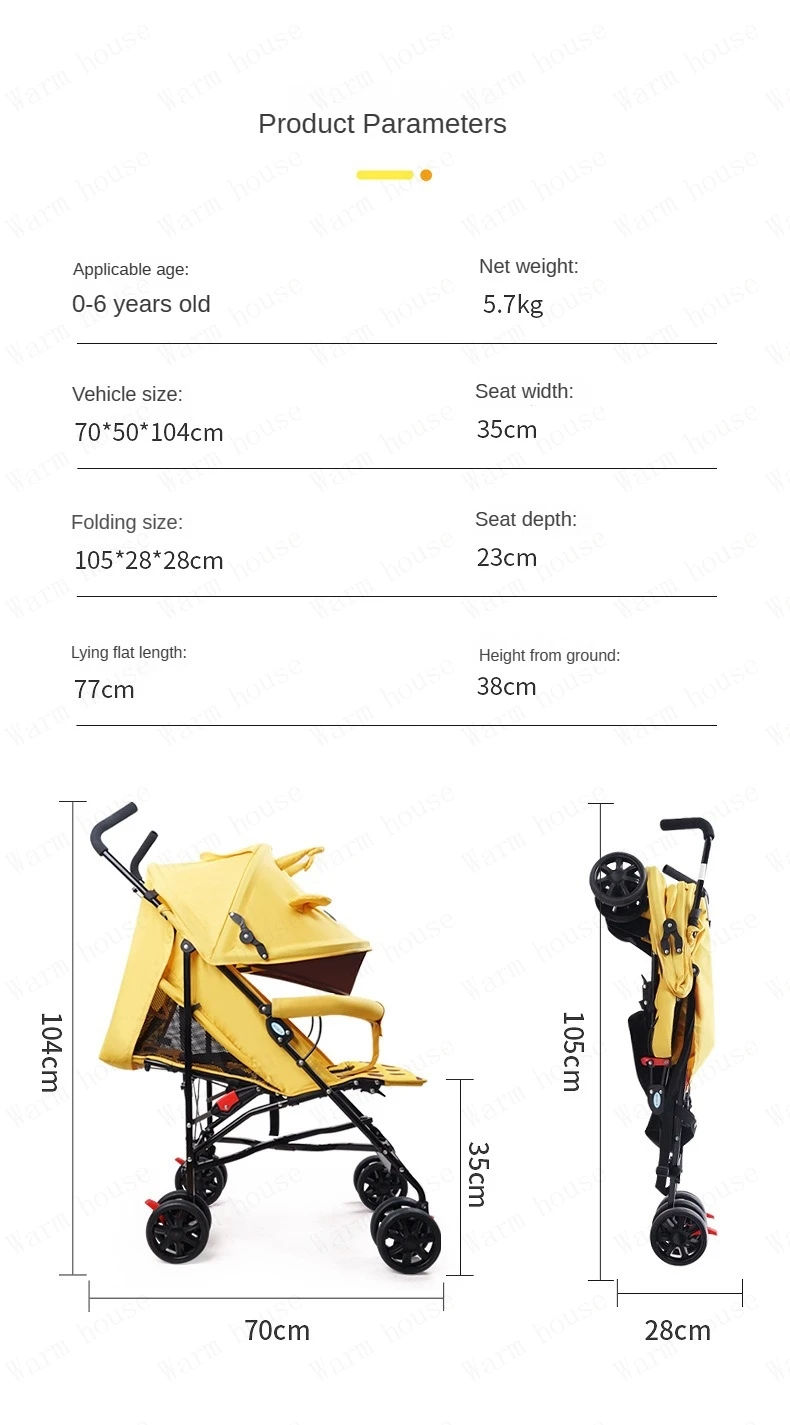 portable baby stroller Simple folding children's shock absorber car Refreshing and breathable baby carriage Can sit or lie down