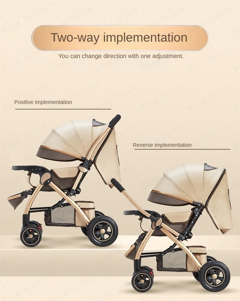 Four-wheel Strollers High Landscape Strollers Baby Car Trolley Pram Baby Carriage Foldable and Washable Multifunctional Stroller