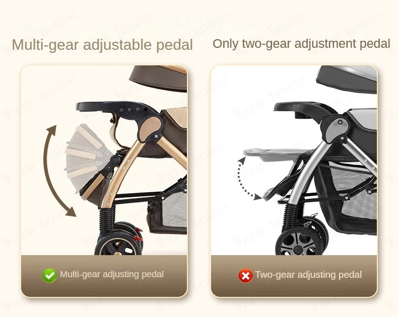 Four-wheel Strollers High Landscape Strollers Baby Car Trolley Pram Baby Carriage Foldable and Washable Multifunctional Stroller