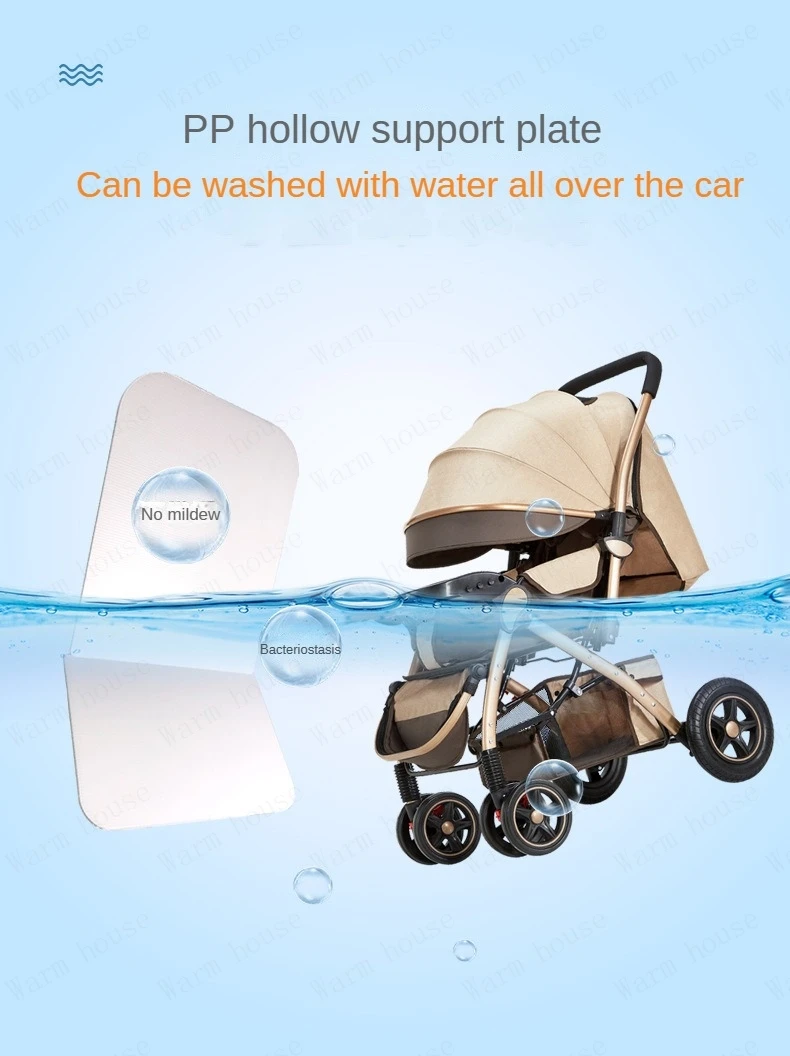Four-wheel Strollers High Landscape Strollers Baby Car Trolley Pram Baby Carriage Foldable and Washable Multifunctional Stroller