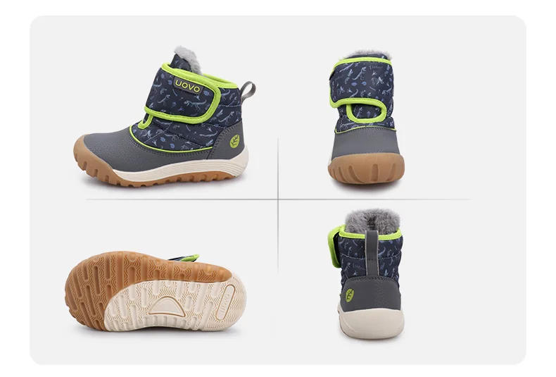 UOVO 2026 Snow Boots Kids Winter Footwear Boys and Girls Fashion Warm Shoes Toddler Size #24-33