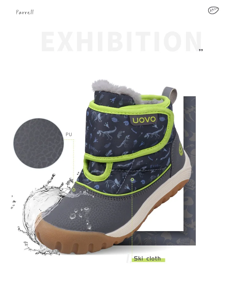 UOVO 2026 Snow Boots Kids Winter Footwear Boys and Girls Fashion Warm Shoes Toddler Size #24-33