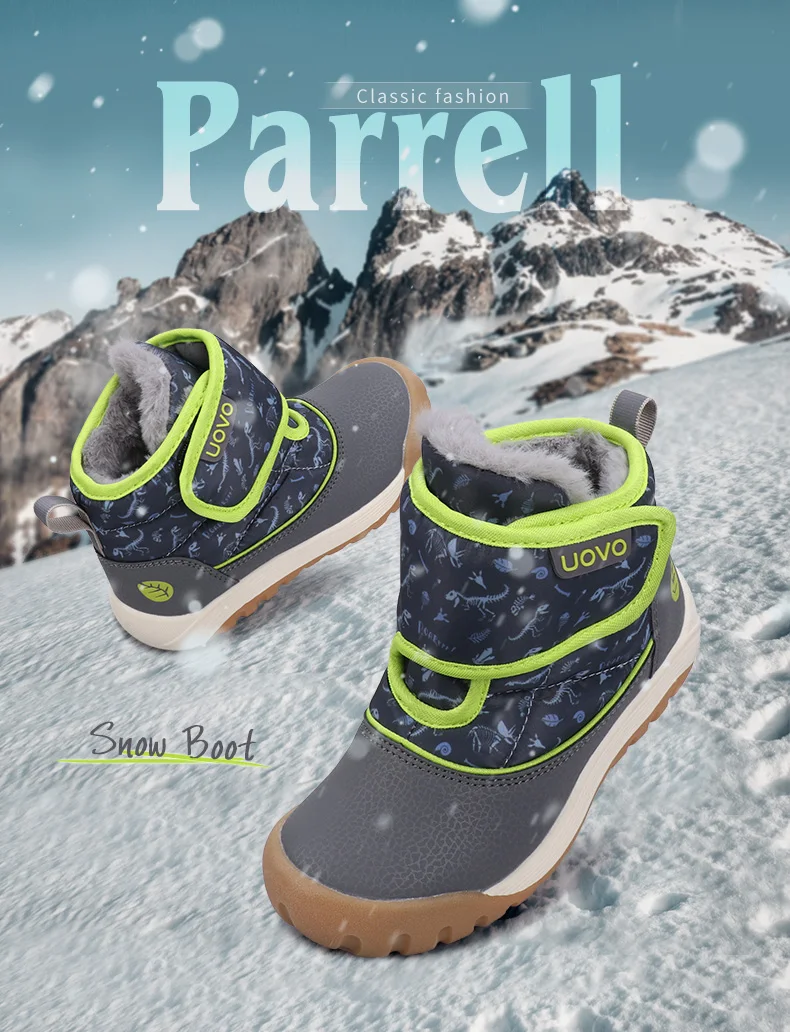 UOVO 2026 Snow Boots Kids Winter Footwear Boys and Girls Fashion Warm Shoes Toddler Size #24-33