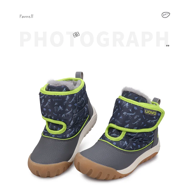 UOVO 2026 Snow Boots Kids Winter Footwear Boys and Girls Fashion Warm Shoes Toddler Size #24-33