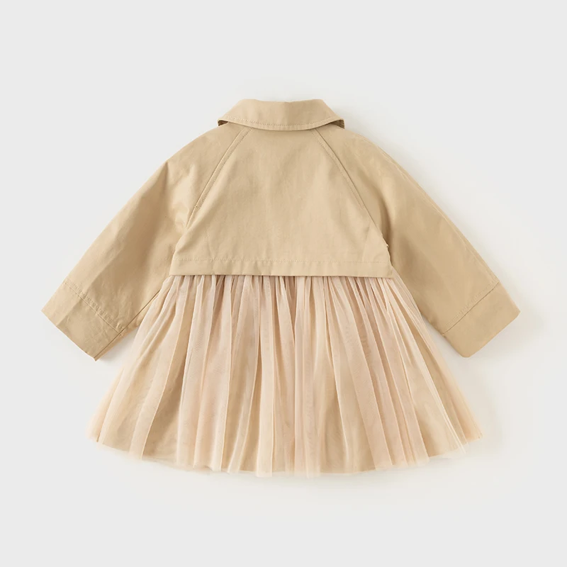 Dave Bella Children Girl's Outerwear 2025 New Autumn Fashion Casual Classy Noble Jacket Coat Tops Mesh Outdoor Party DB3241764
